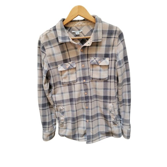 O'Neill Jackets & Blazers - ONeill Womens Plaid Snap-Up Fleece Jacket M Beige & Gray